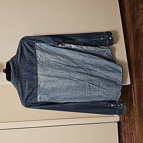 Volcom Denim Two-Tone Shirt Sz 6 - Picture 2 of 3